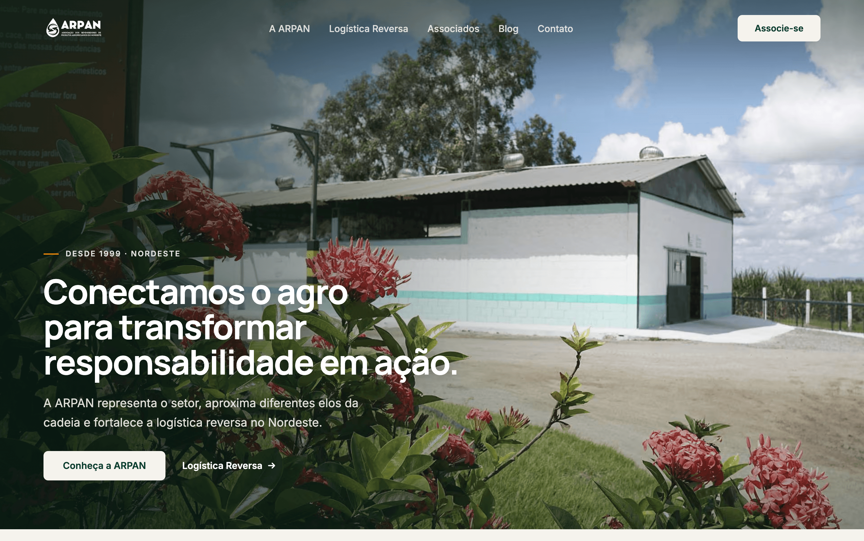 Tela inicial do site institucional da ARPAN.